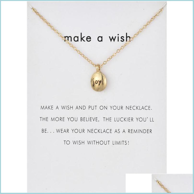 

Pendant Necklaces Joy Letters Pendant Necklace For Women Charm Jewelry Gold Sier Color Wish Card Necklaces Choker Gifts Drop Vipjewel Dhkul