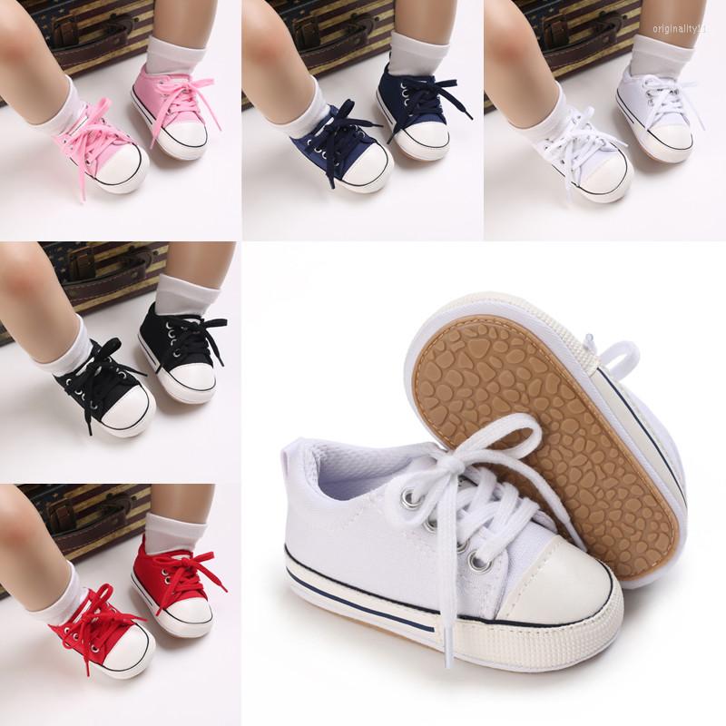 

Athletic Shoes Brand Infant Baby Girl Boy Born Rubber Sole Sneaker Lace Up Canvas Sport Casual First Walkers For -18M