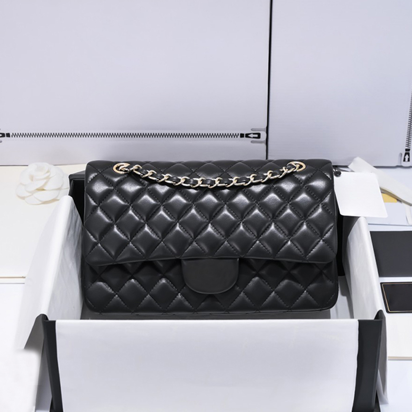 

5A Classic Flap Bag Designer Bag Ladies Caviar Lambskin Shoulder Handbag Gold Silver Chain, Dark blue caviar silver chain