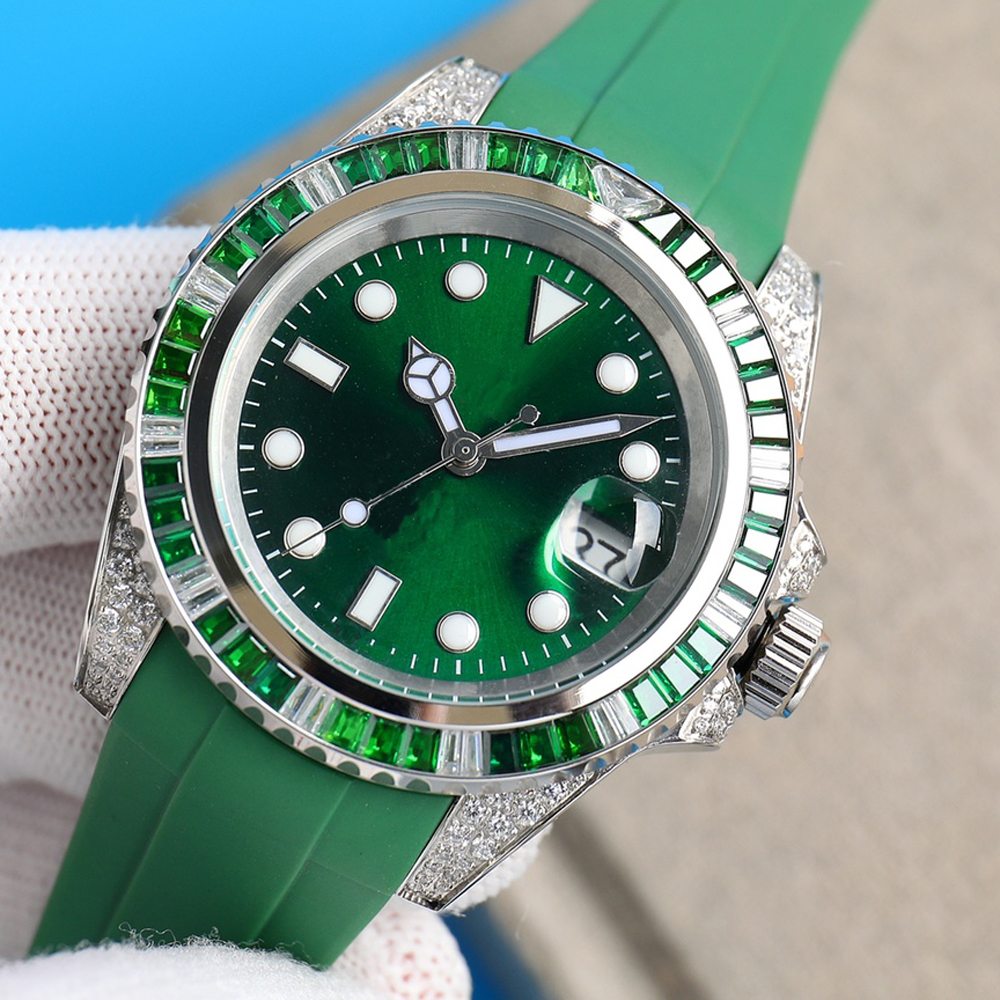 

Casual Diamond Watch Mens Watches Automatic Mechanical Movement Rubber Strap Luminous Designer WristWatches Waterproof, Color 8