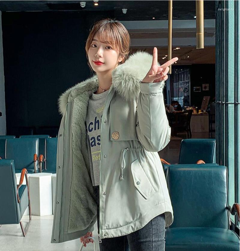 

Women's Down 2022 Cotton Padded Warm Winter Jacket Coat Casual Fur Clothing Fur-lined Hooded Mujer, Black