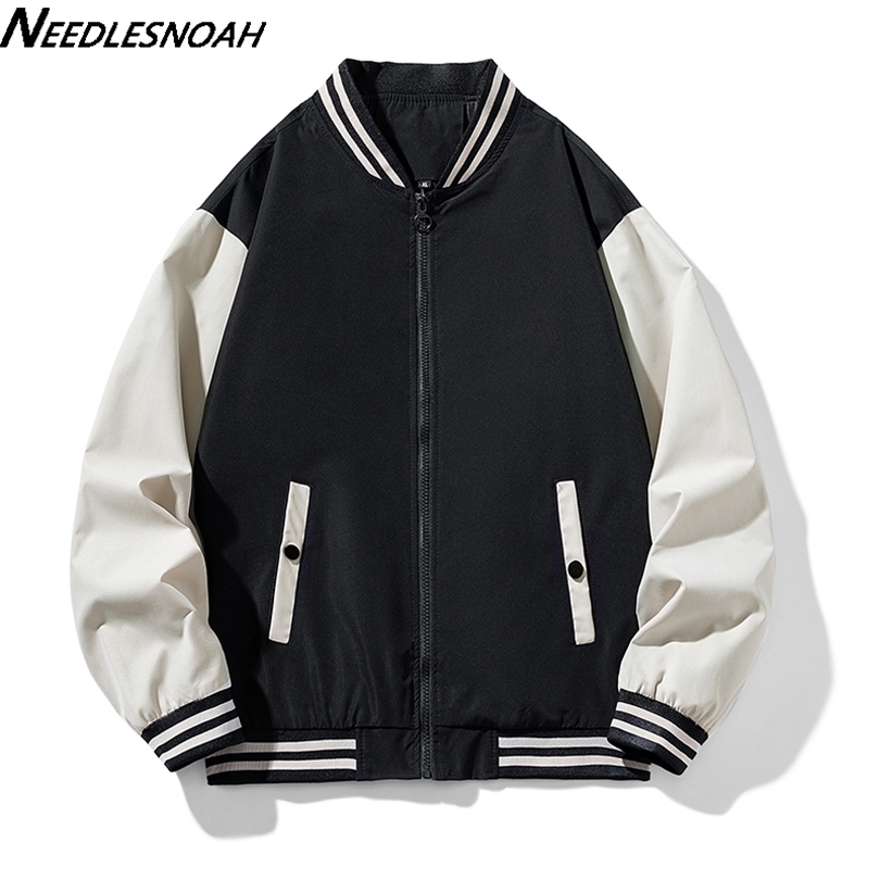 

Mens Jackets NEEDLESNOAH Spring Autumn Mens Jacket Coats Bomber Zipper Baseball Jackets Male Fashion Stand Collar Outwear jaqueta masculina 221006, Black