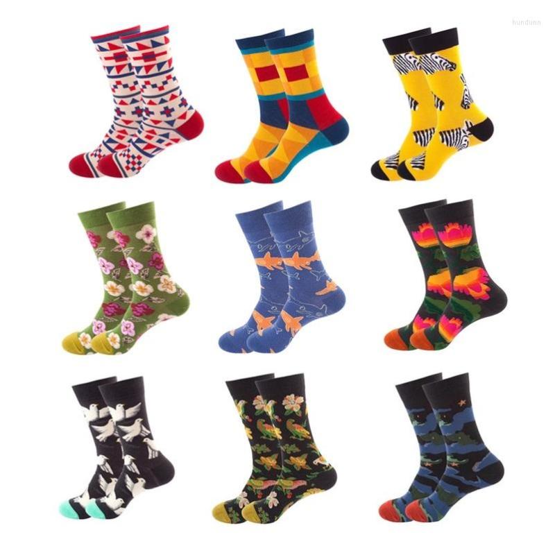 

Men's Socks Novelty Cotton Men Middle Tube Flower Hamburger Cherry Shrimp Animal Crew Women Skateboard Funny Happy Sock Art Set, 33