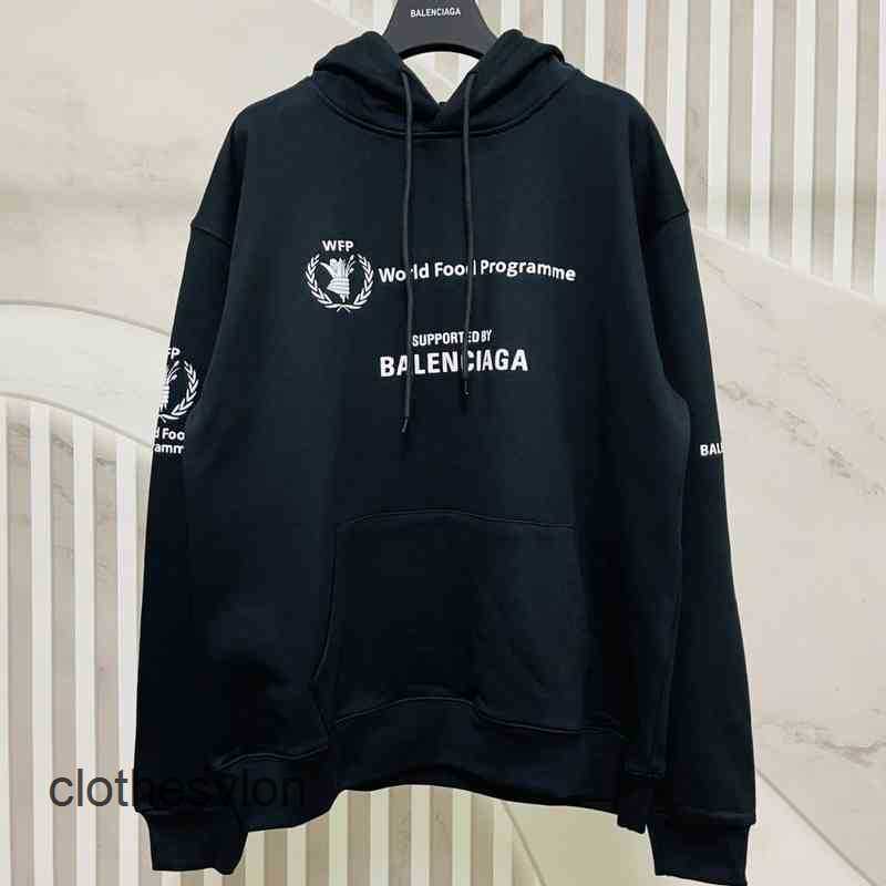 

Food Mens Hoodies World Balencaigasss Sweaters Women Paris Charity Suede Foam Print Loose Men's Women's Hooded Sweaters for Men Versatile Casual, White