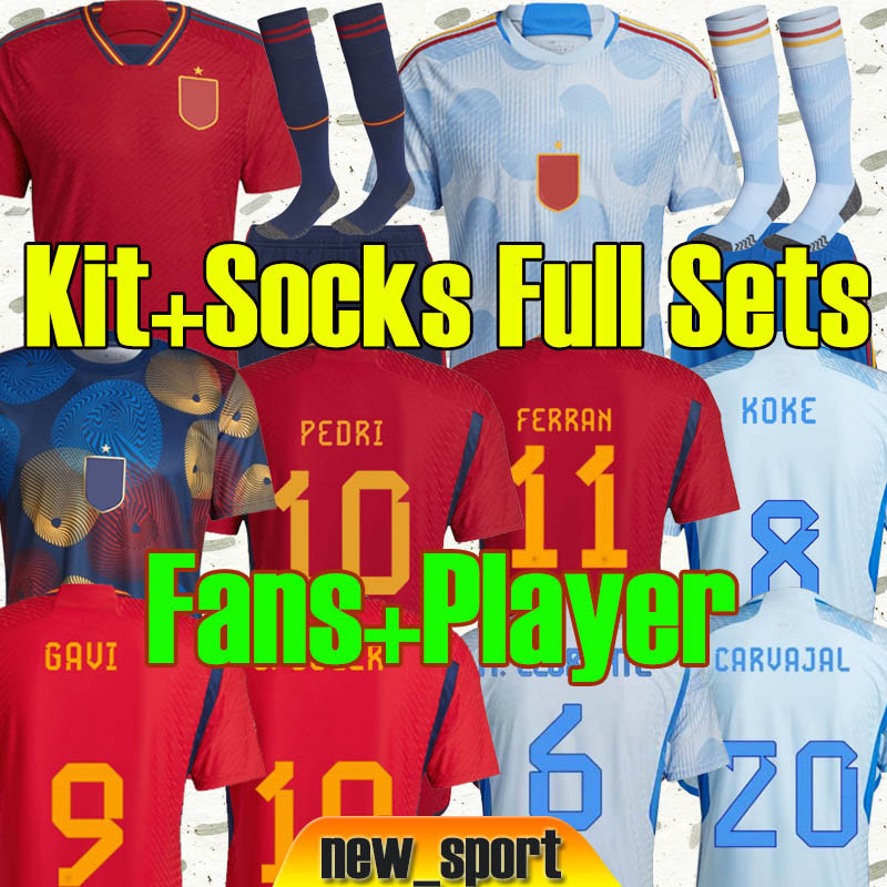 

22 23 Spain WORLD CUP soccer jerseys FATI PEDRI #10 Espana MORATA FERRAN KOKE GAVI TORRES AZPILICUETA 2022 2023 RAMOS fans football shirts men kids kit Hombres S-XXL, 2022 world cup home patch