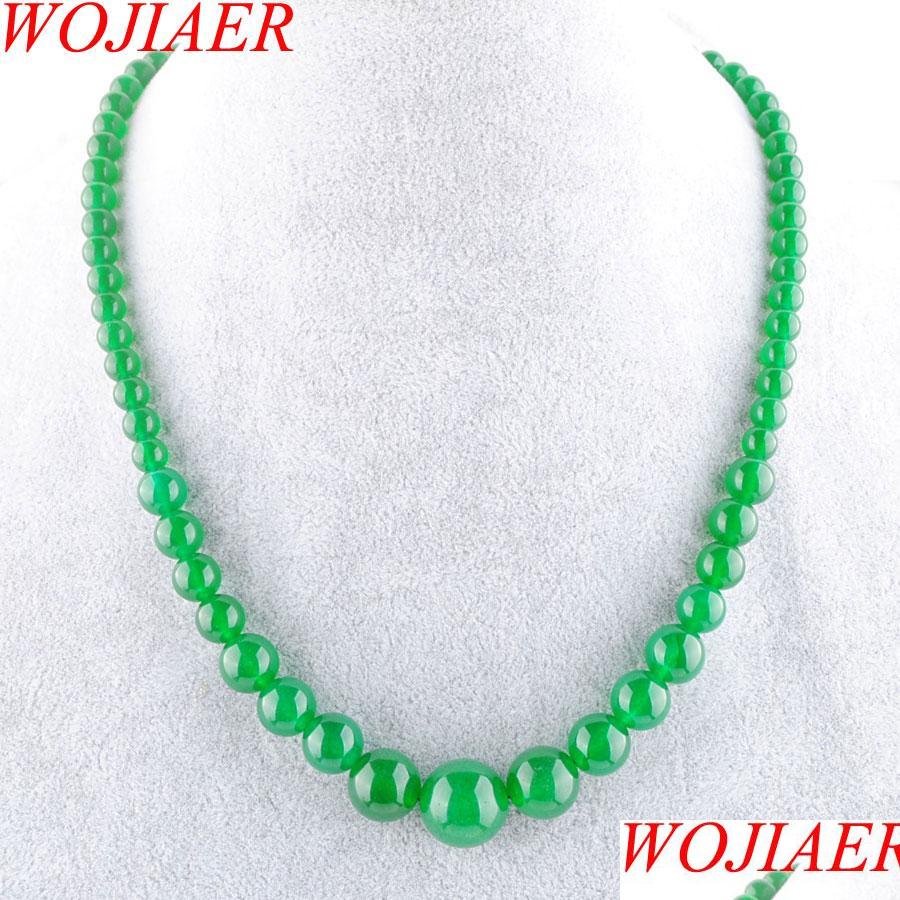 

Beaded Necklaces Green Jade Gem Stone 6-14Mm Graduated Round Beads Women Necklace 17.5 Inches Strand Jewelry F3000 Drop De Bdejewelry Dhclm