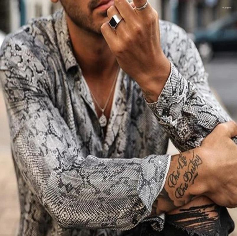 

Men's Casual Shirts Men's Shirt Printing Snake Print Long-sleeved Cardigan Vacation Top2022, As