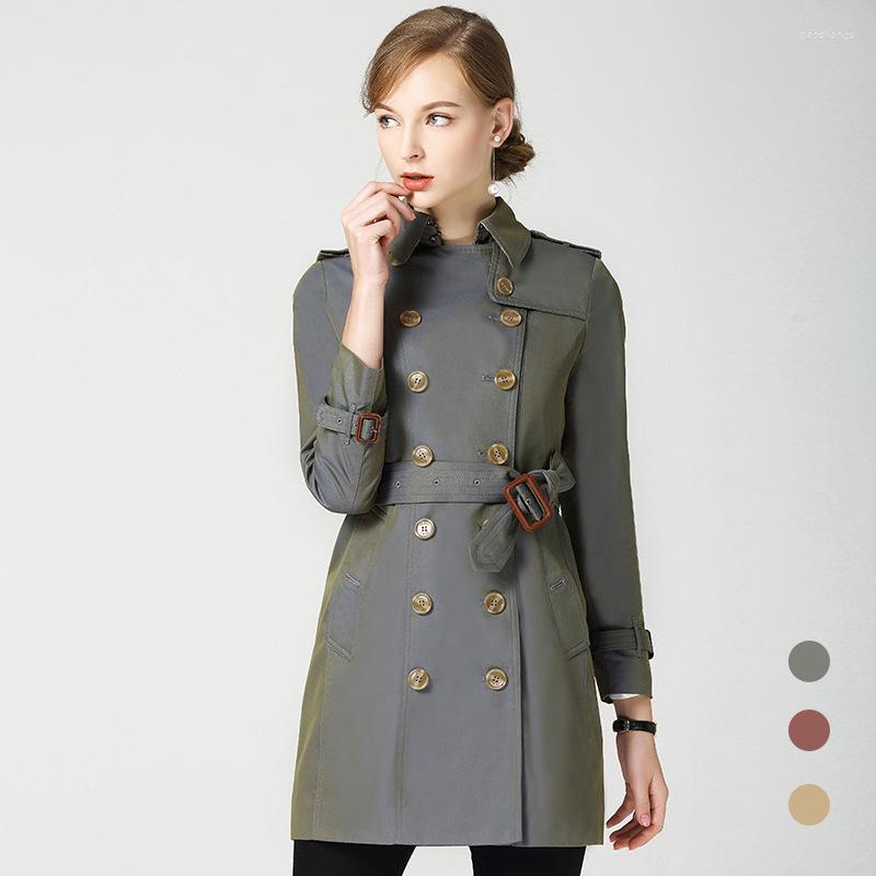 

Women' Trench Coats Autumn Elegant Long Women Waist Casual Solid Overcoat Plus Size Sleeve Windbreaker Female Women, Colorful blue