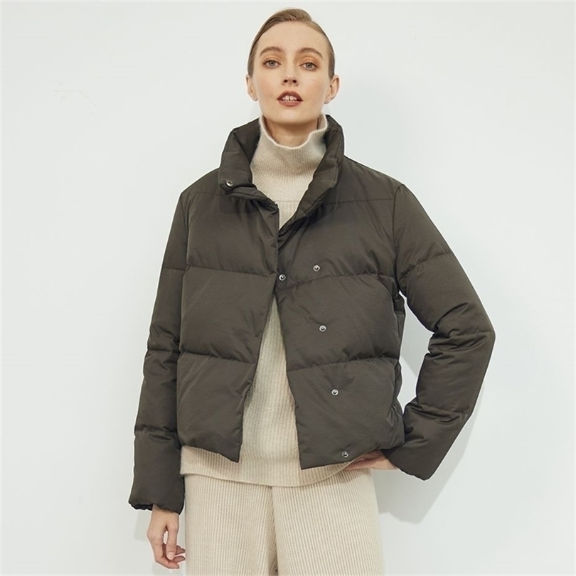 

Womens Down Parkas Winter short loose fashion down jacket woman warm jacket with high collar 220930, Army green