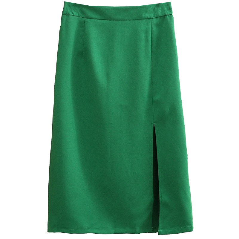 

Plus size Dresses Plus Size Skirts For Women Clothing Fashion Calf Length Slit Female Skirts Simple Solid Color Curve Skirt Summer 221006, Black