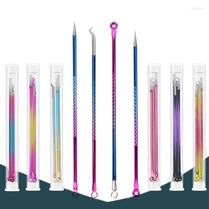 

Makeup Brushes 4 Pcs Stainless Steel Acne Removal Needles Blackhead Pimple Comedone Tools Face Skin Care Beauty