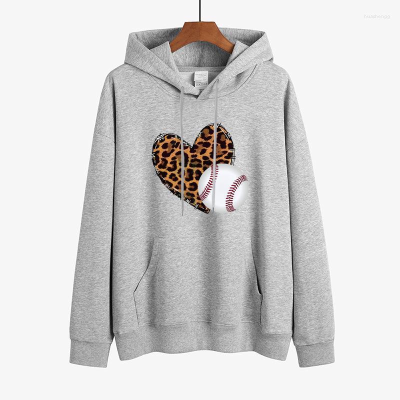 

Women's Hoodies Leopard Baseball Print Long Sleeve Loose For Women In Autumn And Winter 2022 Sweatshirt Tops Women's & Sweatshirts, Gray