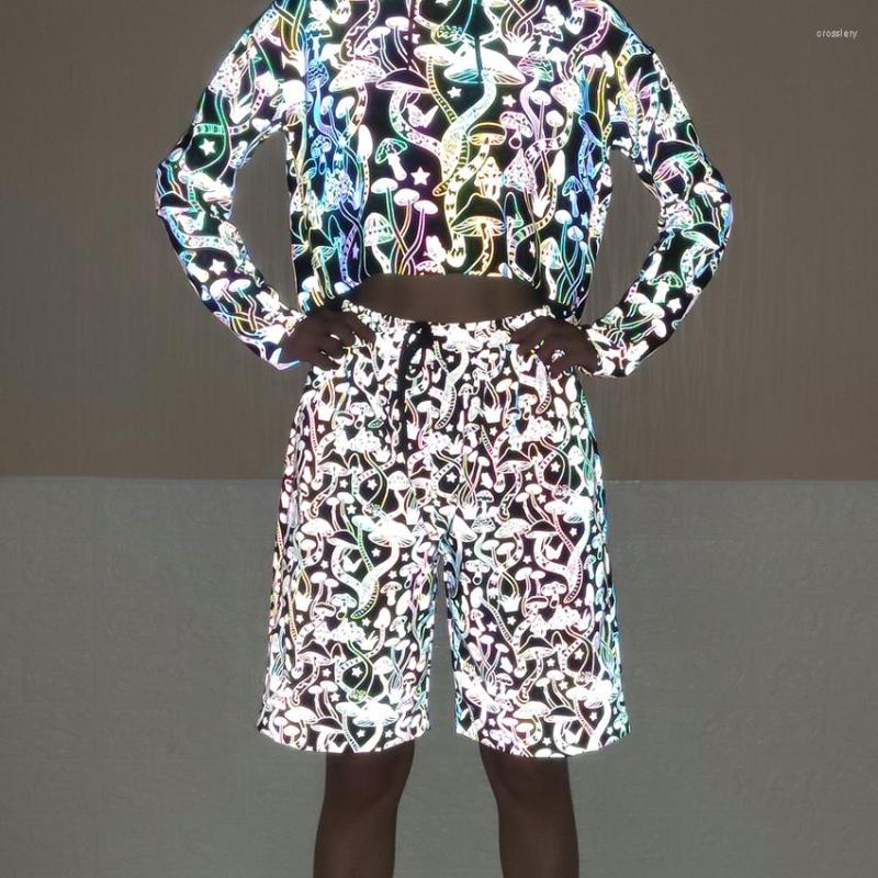 

Women's Shorts Multicolor Reflective Men High Waist Sexy Women Short Mujer Colorful Kawaii Mini Pants