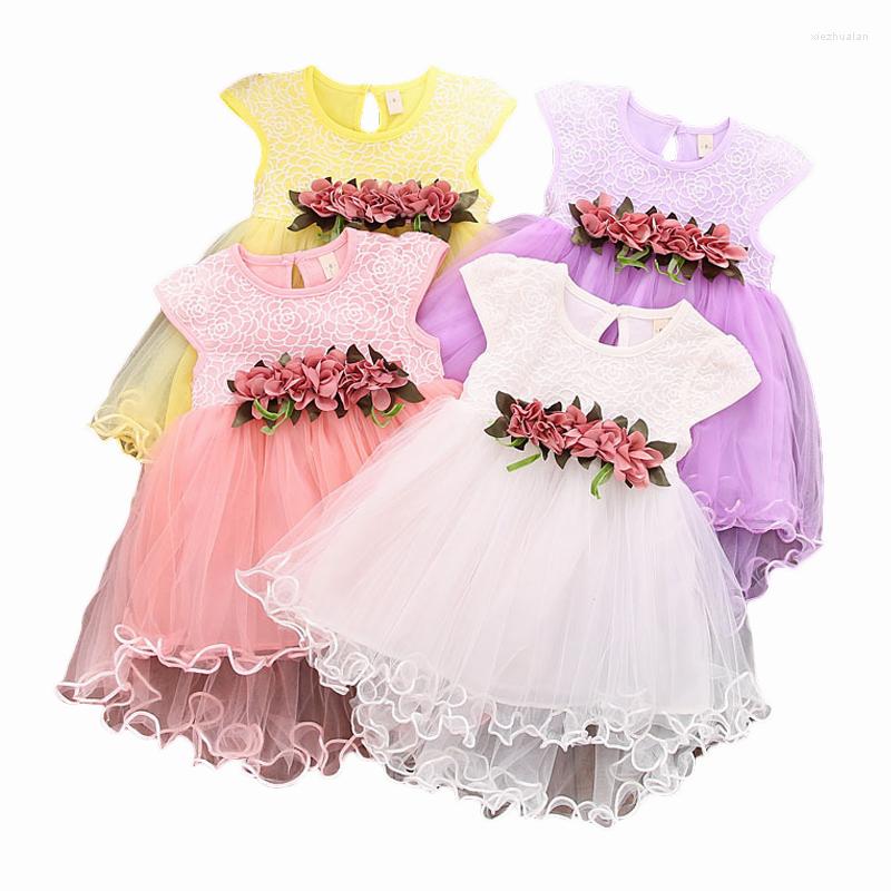 

Girl Dresses 6-36 Months Baby Girls Clothes Cute Princess Dress Toddler Infant Flowers For Casual Thin Tulle Summer, White