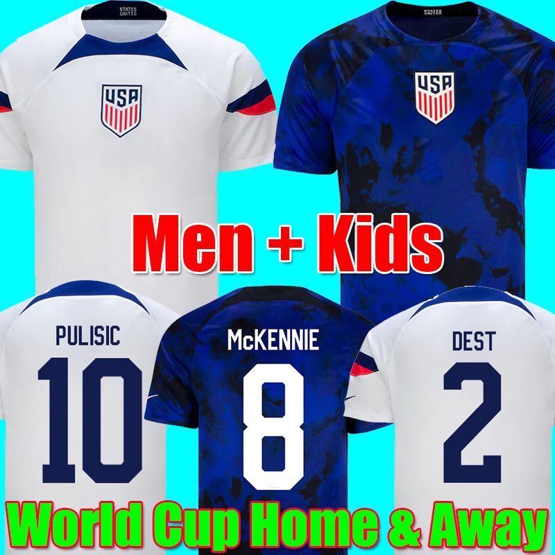 

America Mens Kids Soccer Jerseys 2023 Home Away Sports Wear PULISIC DEST MCKENNIE AARONSON MUSAH usAS MORGAN Football Shirt United States Children REYNA WEAH YEDLIN, Home kit kids