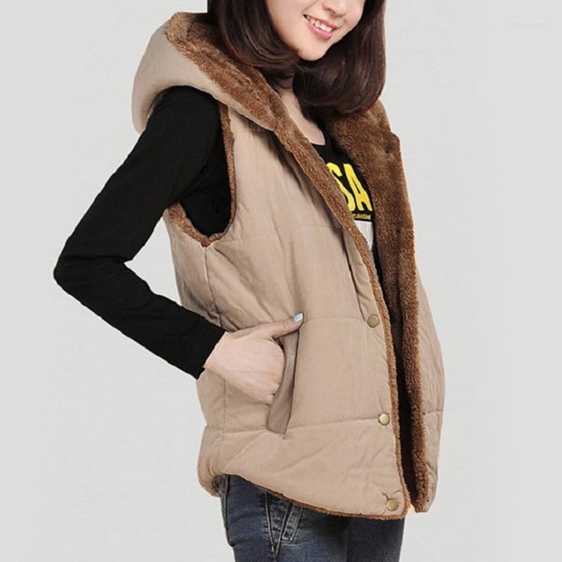 

Women's Vests Warm Women's Long Vest Coat Jacket Hooded Autumn Winter Pockets Casual Ladies Sleeveless Solid Slim Waistcoat For Female, Blue