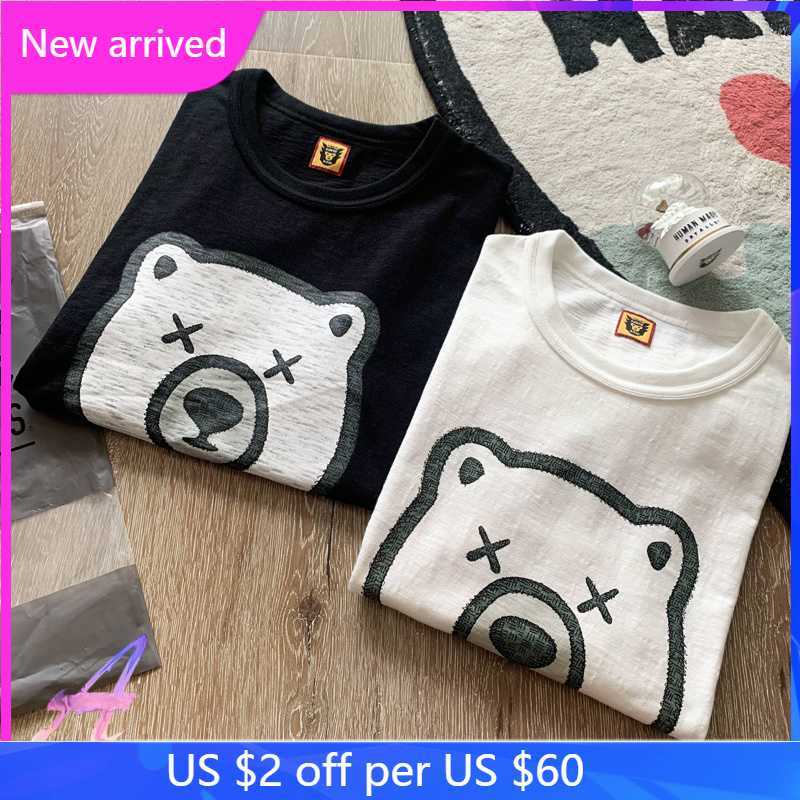 

Men's T-Shirts HUMAN MADE T Shirts High Quality Bear Head Letter Slub Cotton Men Women Couple Humanmade T-shirt Oversized T221006