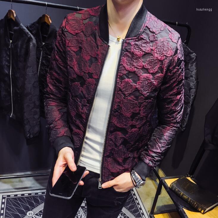 

Men's Jackets Men's Autumn Jacquard Bomber Luxury Party Jacket Outfit Club Bar Rose Coat Men Casaca HombreMen's, Black