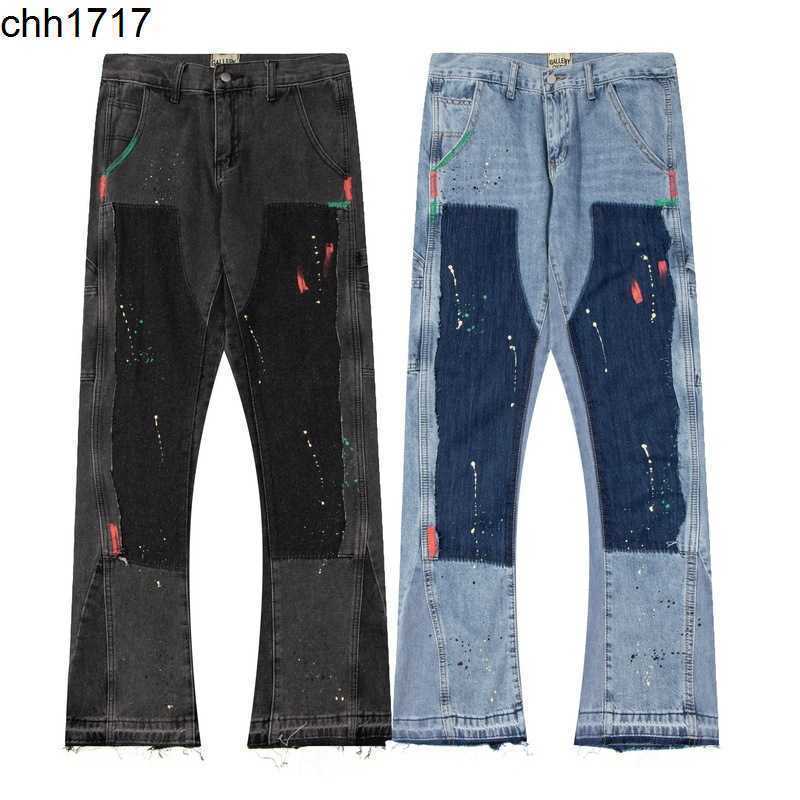 

Same style of celebrity Galleryes Jeans graffiti hip hop Jeans Straight Tube loose pants for men and women, Retro grey