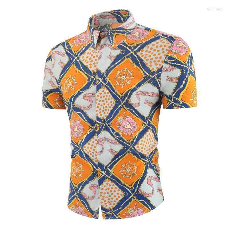 

Men's Casual Shirts Fashion Flower Design Short Sleeve Men's Hawaiian Blouse 2022 Summer Clothing Plus Asian Size M, C6028