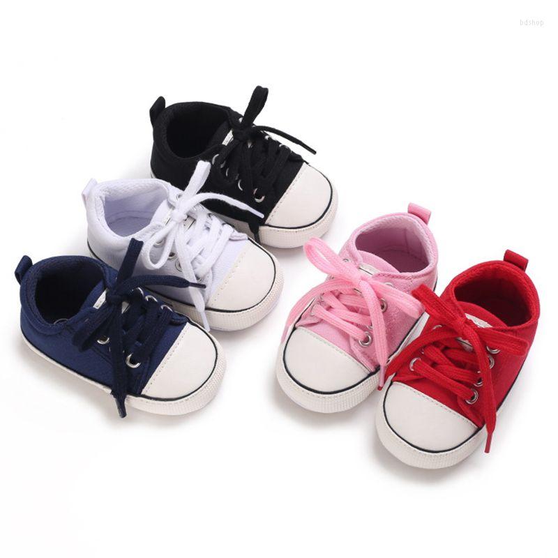 

First Walkers 2022 Baby Anti-slip Born Kid Canvas Sneakers Solid Color Infant Boy Girl Soft Sole Crib Shoes Pre, B1-0.044
