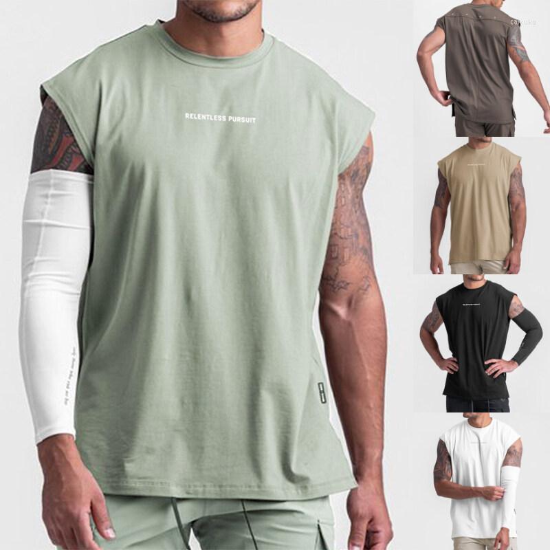 

Men's Tank Tops Summer Men's Sports Vest Fashion Loose Large Size Solid Color Printing Sleeveless T-Shirt Quick Dry Breathable, Black