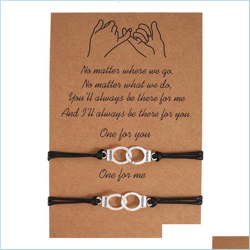 

Charm Bracelets Braided 2Pcs/Set Charm Bracelet For Friendship Couples Dom Statement Pendant Bangles Women Man Lucky Wish Ffshop2001 Dhg1W