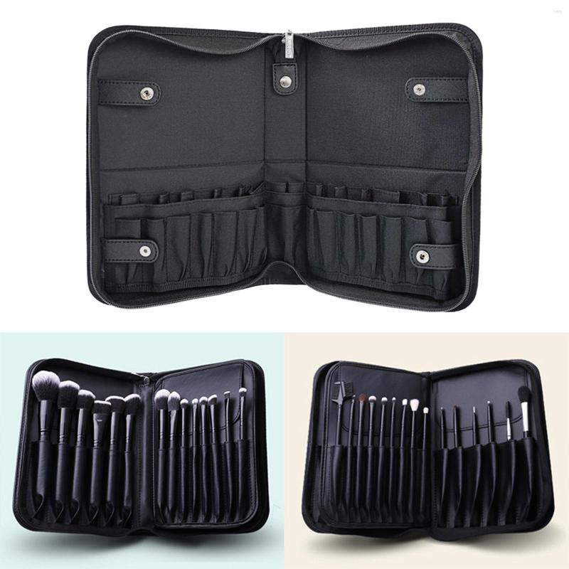 

Cosmetic Bags Professional Makeup Brushes Organizer Bag Portable Travel Size Leather Handbag For Eyebrow Pencil Home Use, Picture shown