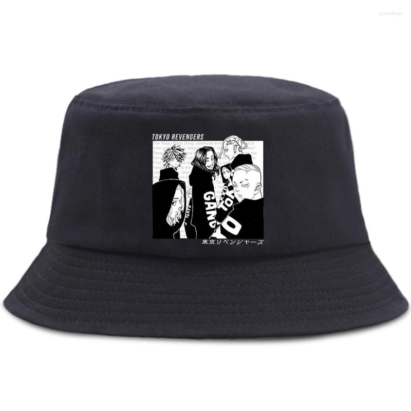 

Berets Hats For Women Tokyo Revengers Harajuku Anime Printed Foldable Bucket Men Cotton Fashion Summer Unisex Cap, Beige