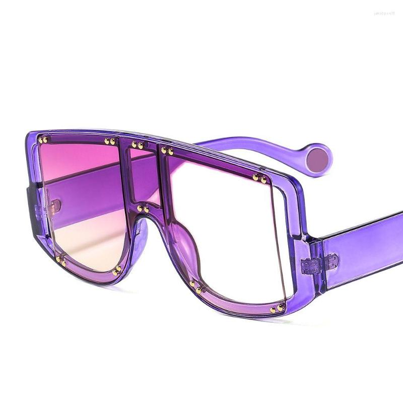 

Sunglasses European And American Personality Large Frame Rivet Color Fashion Trend Punk FT One-Piece Glasses 2801
