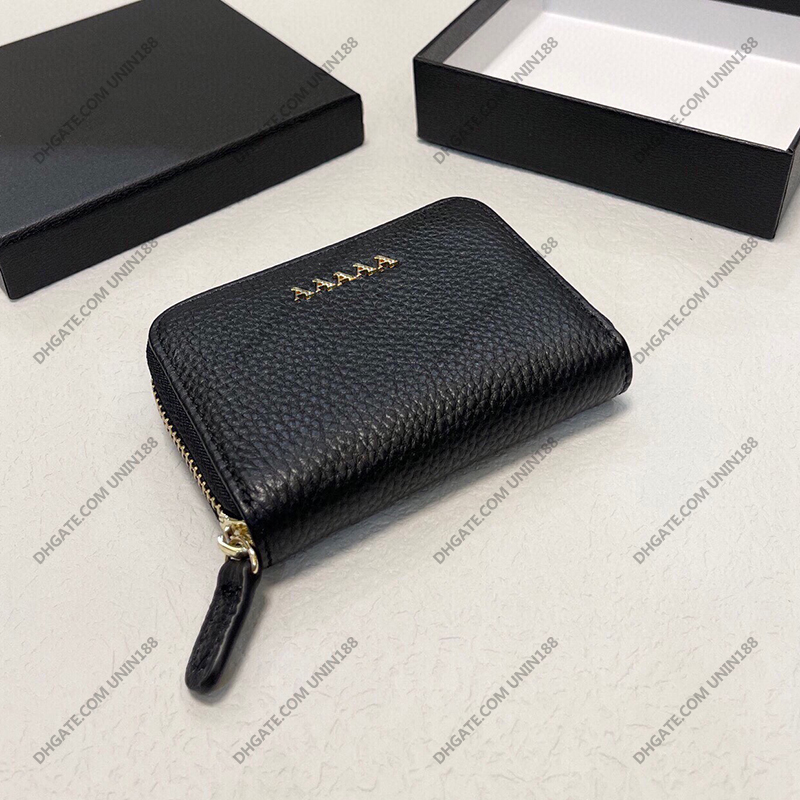 

Italian Designers Womens Mens Simple Card Holders Zip Wallets Leather Handbag Luxurys Bag Ladies Golden Letters High Capacity Wallet Coin Purse With original box, Black