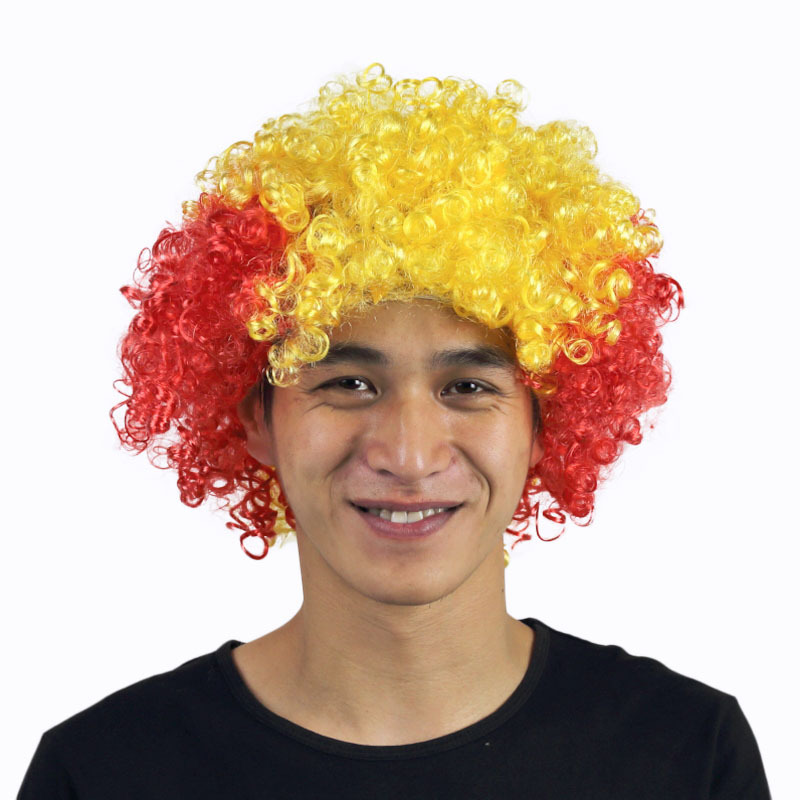 

World Cup Wig Flag Color Rainbow Blast Headgear Carnival Festival Dress Up Football Fan Party Supplies Wig, See picture