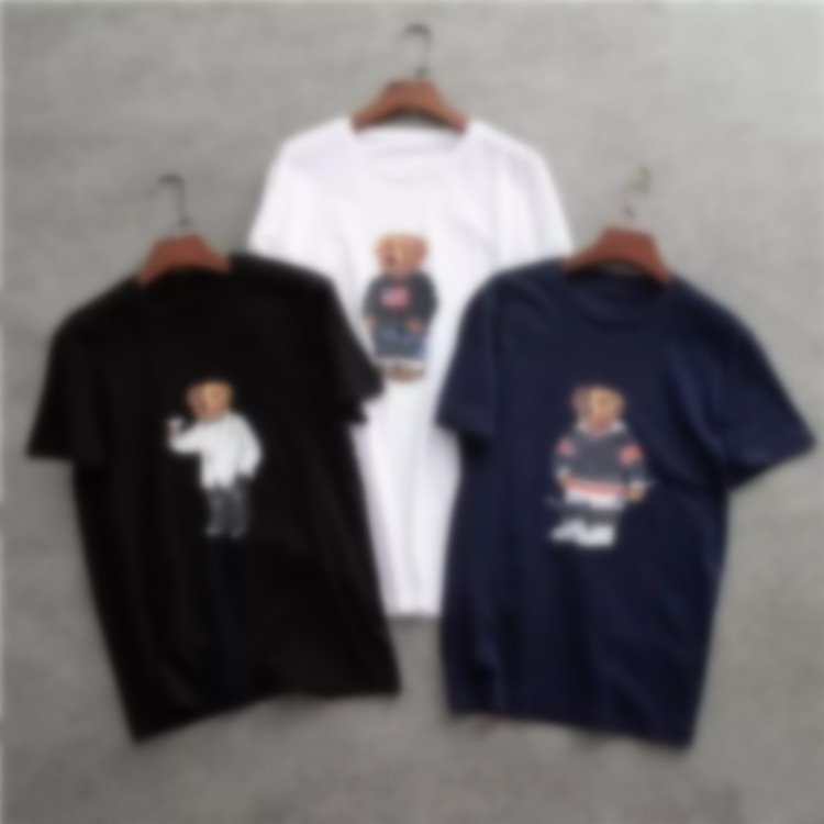 

US size High quality 100% cotton bear t shirt short sleeve casual loose tee shirts with USA bear pattern printing, 11