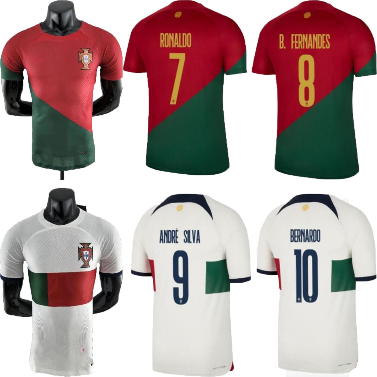 

Player version 2022 Portuguese soccer jersey home away Bruno FERNANDES DIOGO J.Portuguesa Joao Felix 22 23 BERNARDO Portugieser Me Kit Portugal Football shirt, Brown