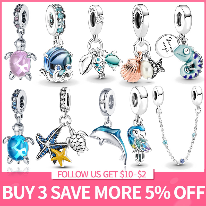 

925 Sterling Silver Dangle Charm Women Beads High Quality Jewelry Gift Wholesale Murano Glass Cute Octopus Bead Fit Pandora Charms Bracelet DIY