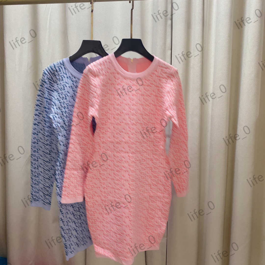 

Women Designer Casual Dresses Brand Round Collar Full Body Printing Dresses Long Sleeve Back Zipper Dress Elegant Temperament Womens Designer Clothing