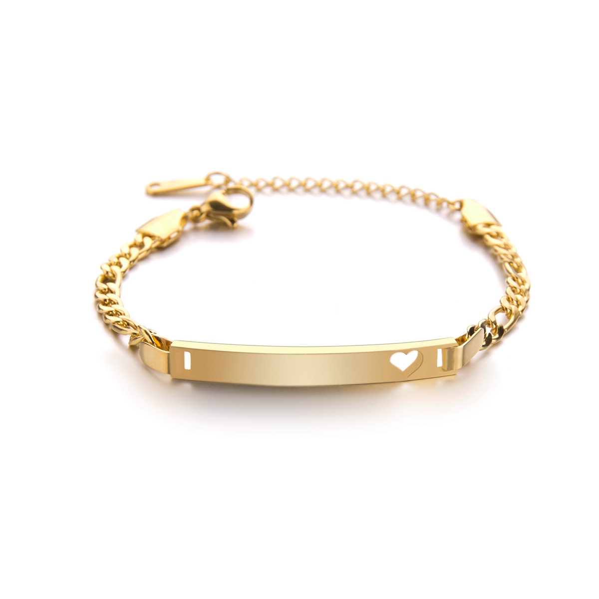 Personized Customized Engrave Name Women Heart Bracelets Gold Silver Color Stainless Steel Thick Chain Custom Jewelry-image-808406222