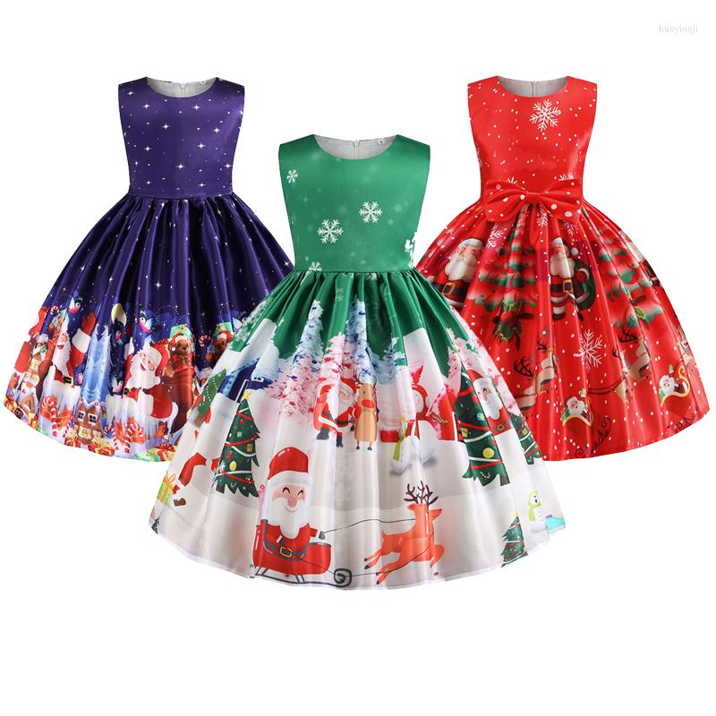 

Girl Dresses Santa Claus Girls Dress Merry Christmas Baby Clothes Casual Sleeveless Princess Fantasy Festival Party Costume, As the picture
