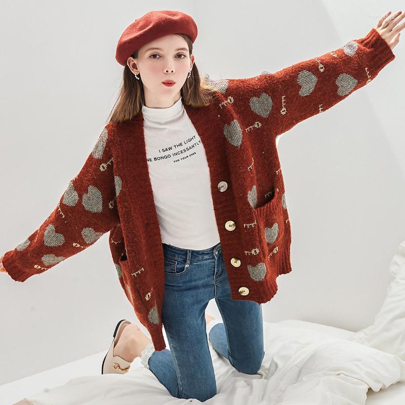 

Women's Knits Knitted Cardigan Sweater Jacket Women's Fashion In Autumn And Winter Lazy Loose Long Sleeve Top 2022 Versatile Style &, Red