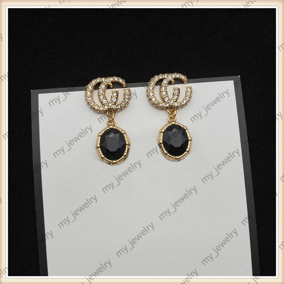 

3 Color 2022 Fashion Womens Designers Earrings Double G Earing For Women Crystal Ear Stud High Quality Luxurys Earrings Brands Gol227w