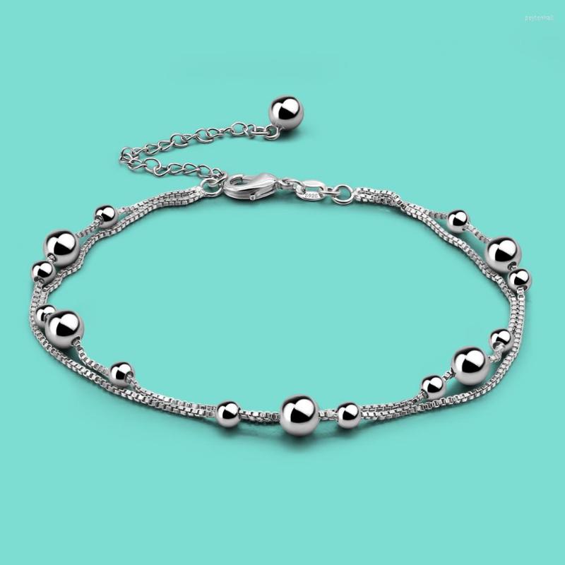

Anklets Women's 925 Sterling Silver Anklet Minimalist Bead Box Chain Ankle Bracelet Summer Charm Jewelry Beach Foot Accessories