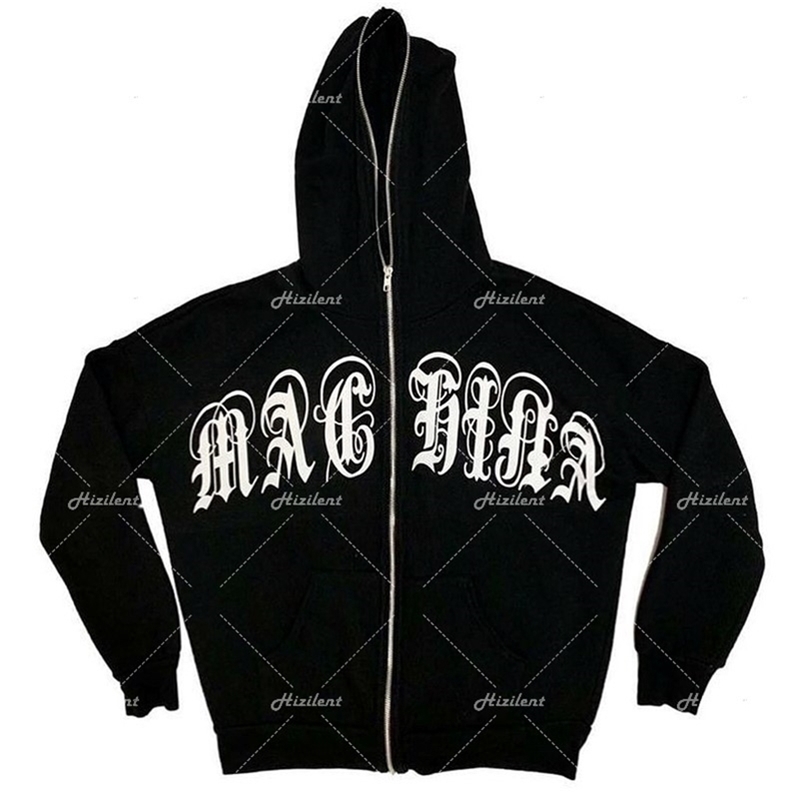 

Women's Hoodies Sweatshirts Vintage Letter Print zip Hooded Women Jacket Zip Up Long Sleeve Autumn Winter Streetwear Coat Y2K Aesthetic Grunge Loose 220930, Black