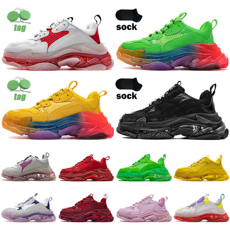 

Fashion Boots Designer Shoes Designers Trainer Sneakers Platform Paris Italy Gradient Clear Sole Yellow Neon Green 17fw Balencigas Triple, A10 36-45 gradient sole yellow