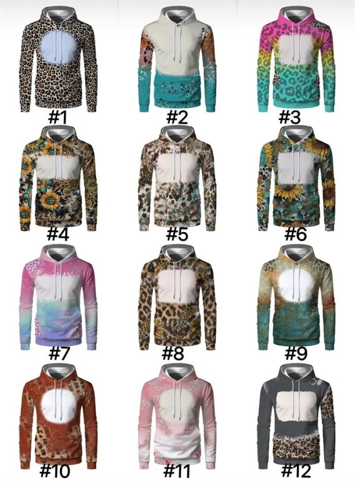 

Wholesale Sublimation Bleached hoodies Party Supplies Heat Transfer Blank Bleach Shirt fully Polyester US Sizes for Men Women
