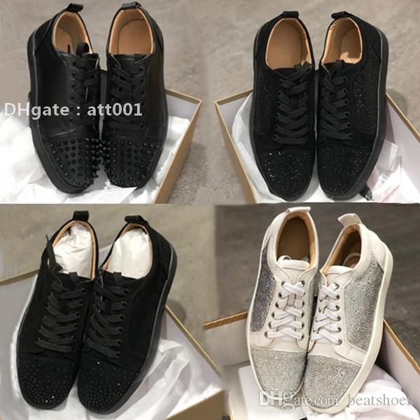 

Red-Bottoms Christians 2021 Red Junior Spikes Flat Trainers High Quality Platform Shoes Studded Spikes Black Suede Sneaker for Men Wom W win, Color 4