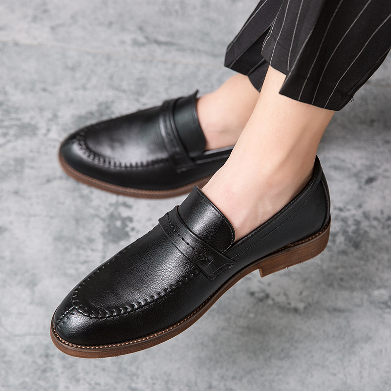 

Luxury Plain Brogue Oxford Shoes Stitching Pointed Toe Men's Fashion Business Shoes Large Size 38-47, Black