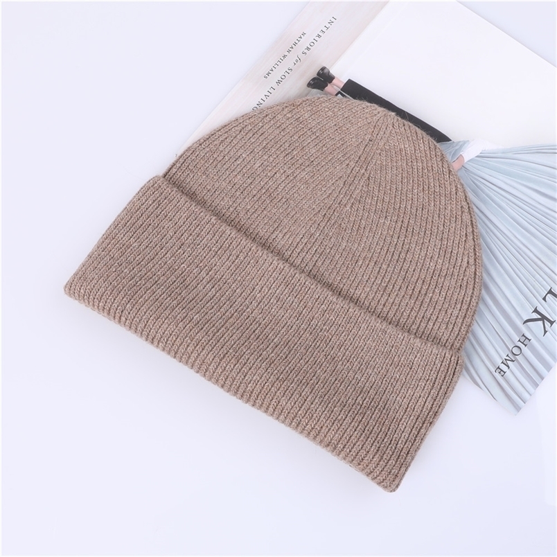 

Caps Hats Women knitted Winter Hat female Warm Wool fur beanie Girls Solid Bonnet women Skullies beanies Soft Hats Cashemere beanies 221006, Khaki