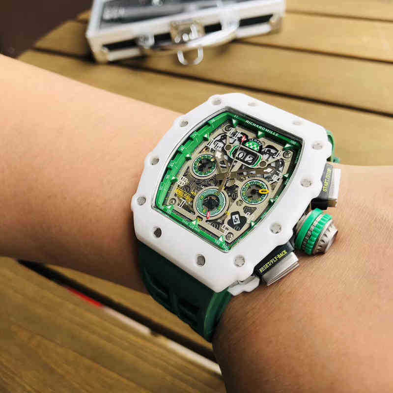

SUPERCLONE Luxury Mens Mechanics Watch Richa Milles Business Barrel Shaped Multifunctional Automatic Mechanical Luminous Personality Fashion YNBF, White