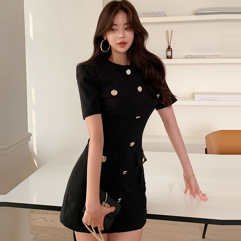 

Work Dresses Summer Korean Pencil Dress Temperament Slim Fashion Short Sleeve Professional Dress Women 221006, White