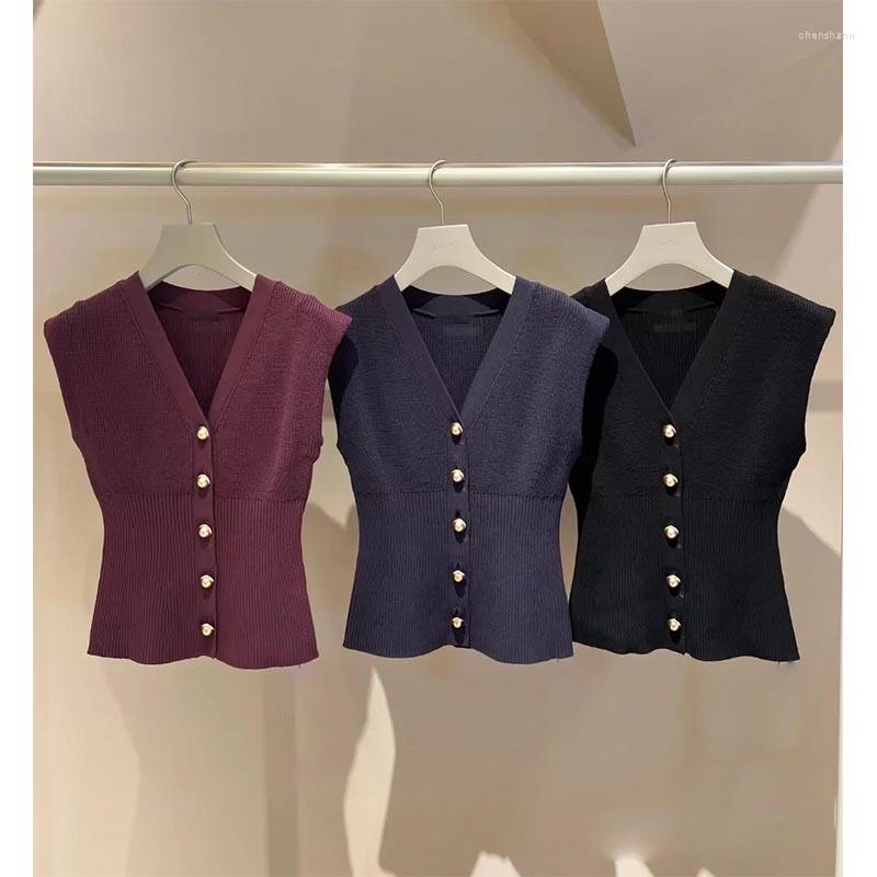 

Women's Tanks LYEEYNNR Japan Style Slim Fit Tank Tops Solid Color Sleeveless Knitted Vests Women V-neck Single Breasted Fashion Basic Camis, Black